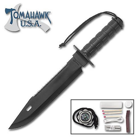 Tomahawk Large Black Survival Knife